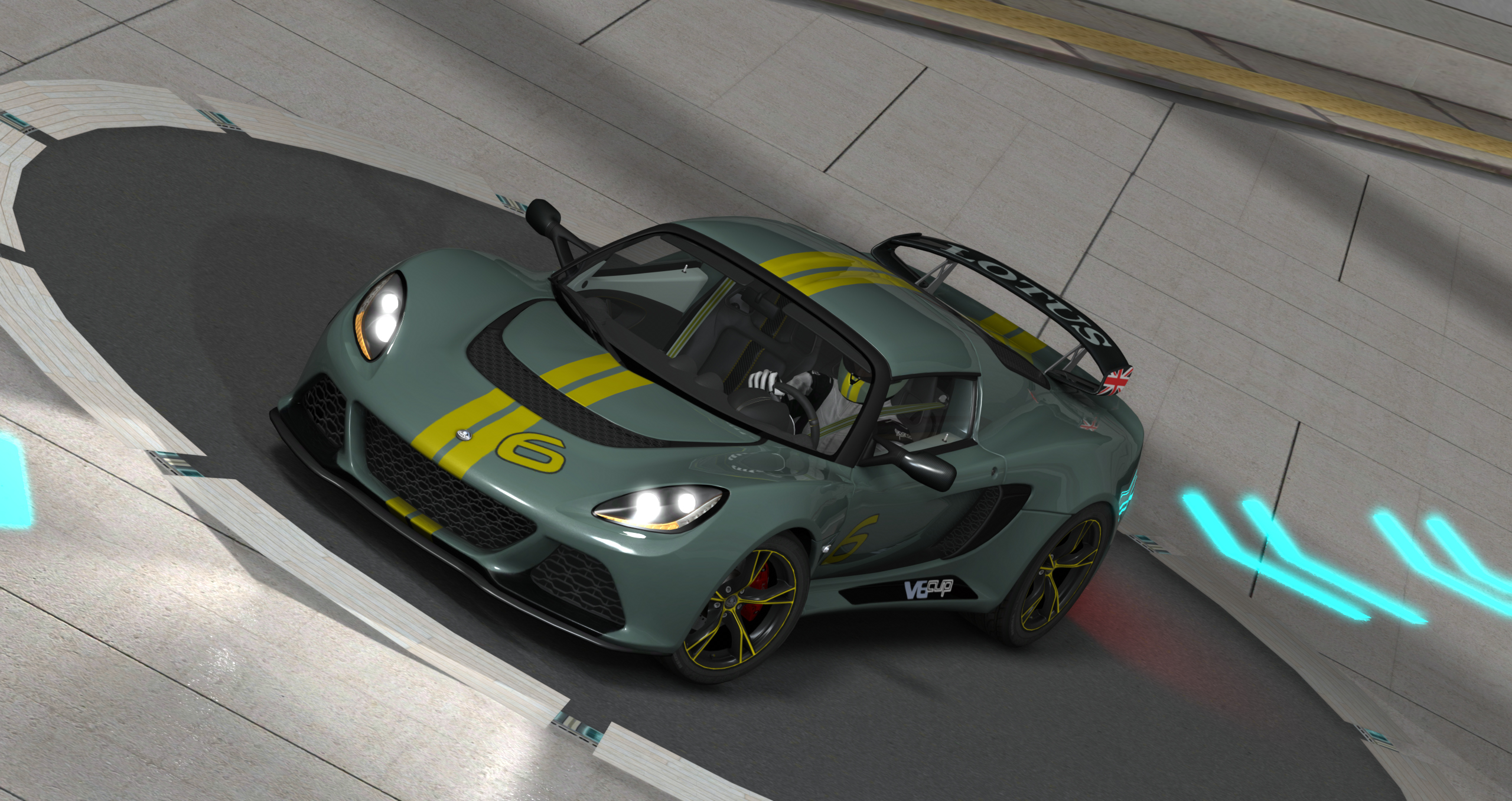 Lotus Exige V6 CUP, skin BiART_06_Grey_YellowStripes