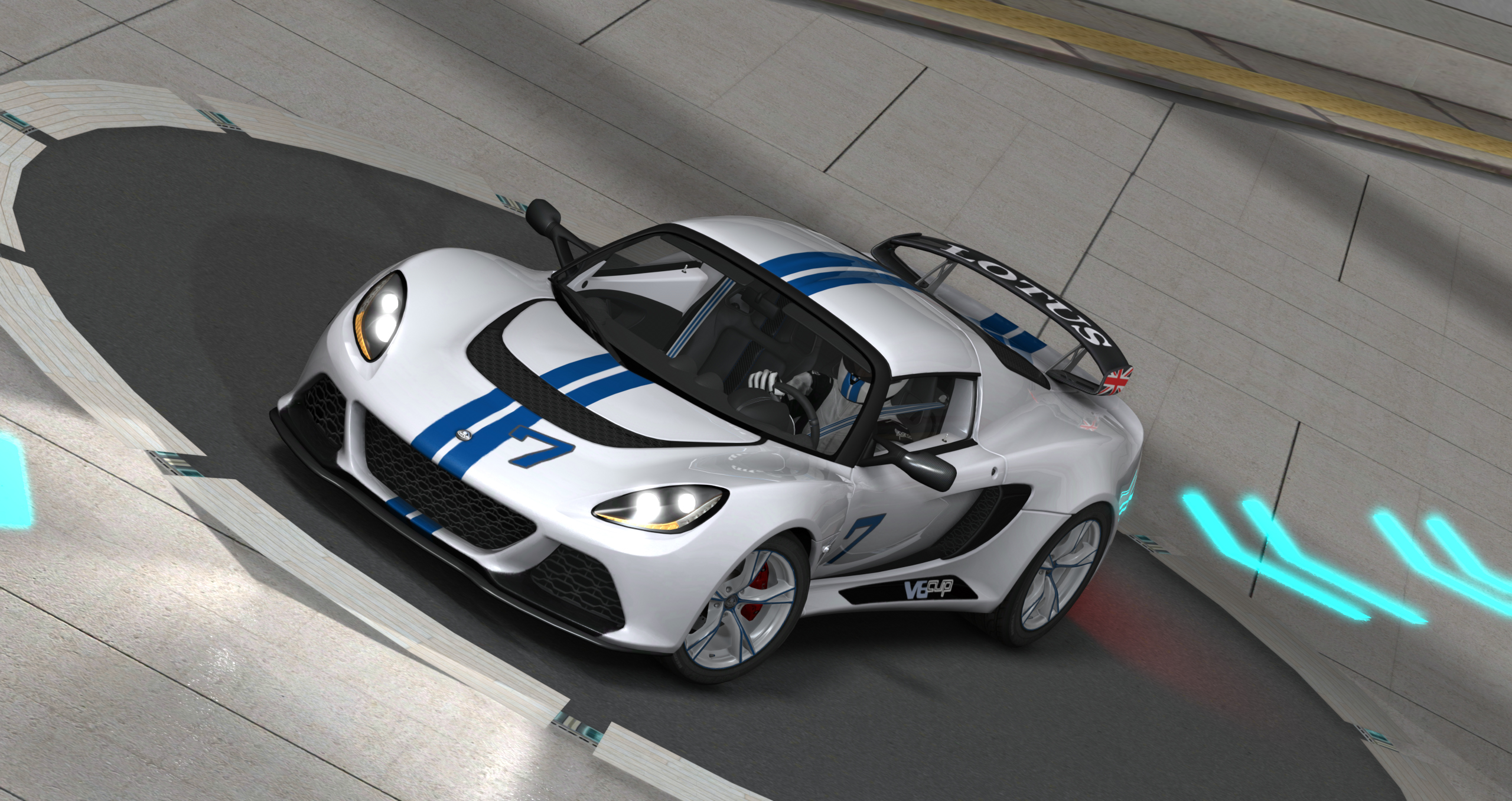 Lotus Exige V6 CUP, skin BiART_07_Silver_BlueStripes