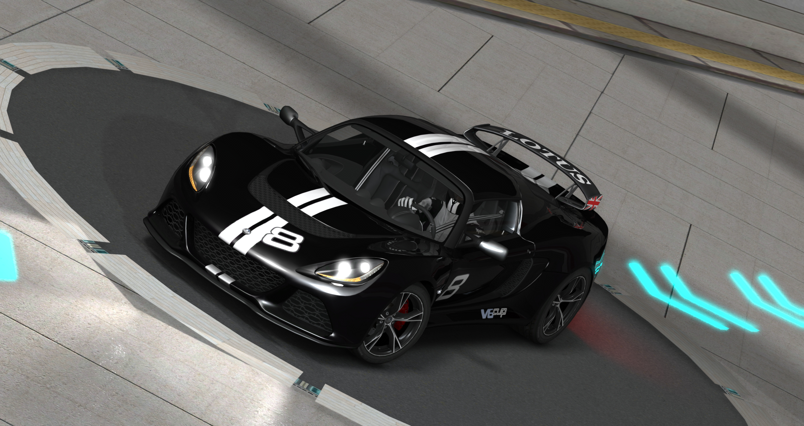 Lotus Exige V6 CUP, skin BiART_08_Black_WhiteStripes