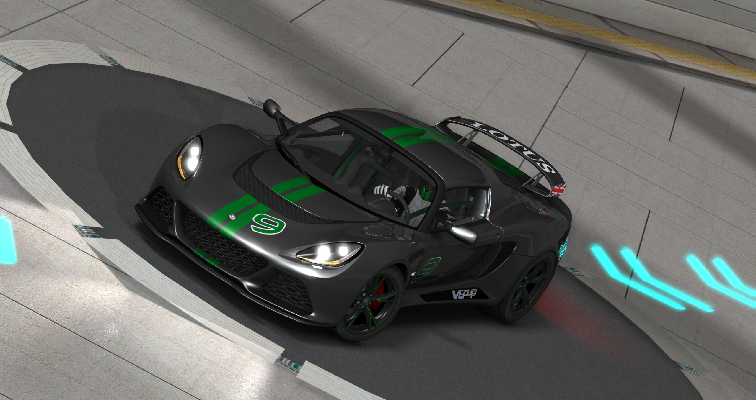 Lotus Exige V6 CUP, skin BiART_09_Titanium_GreenStripes